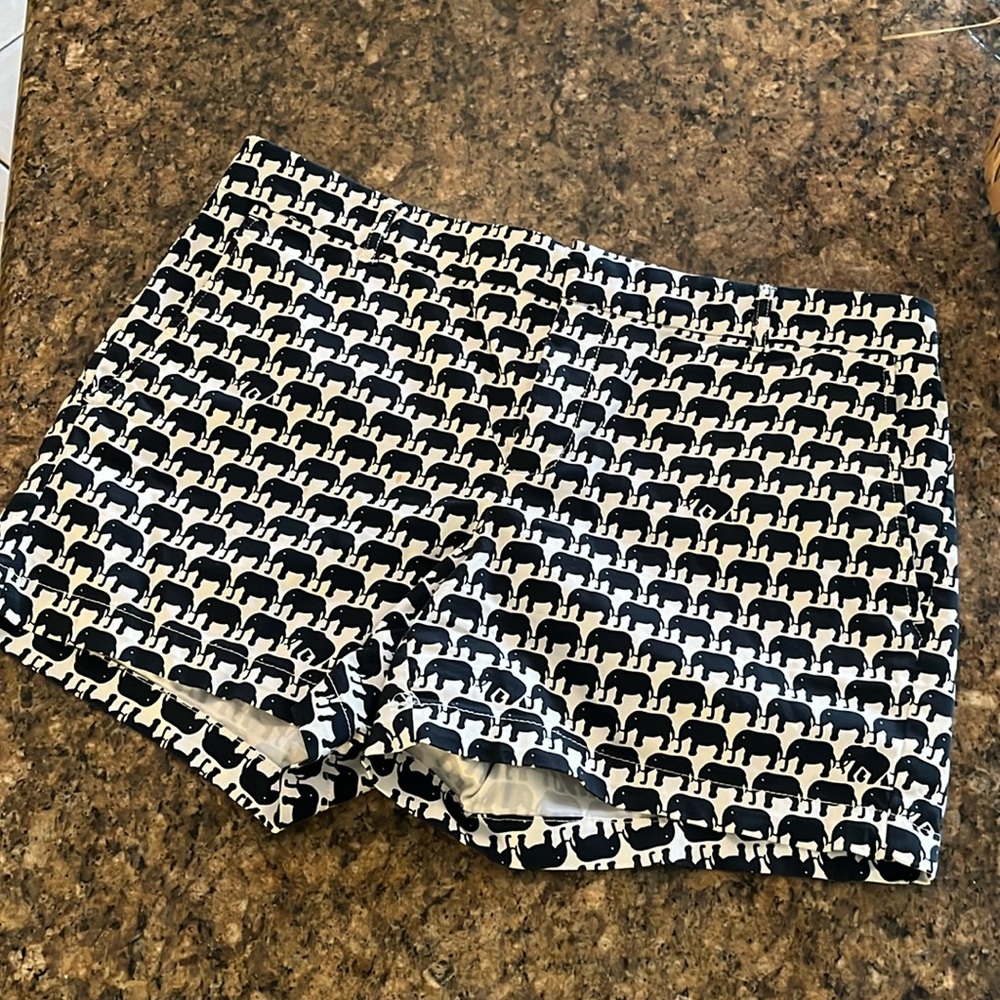 Milly elephant print chino style navy and white shorts. Size 14.